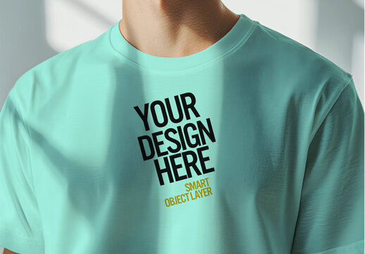 Mock up of a men wearing a white Tshirt 