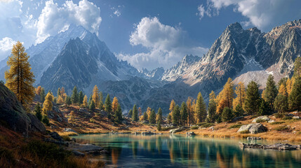 Panorama mountain autumn landscape