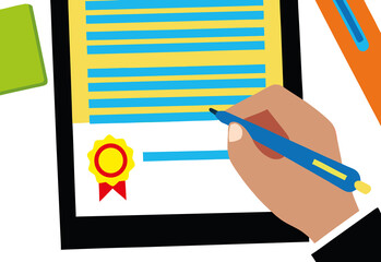 Hand Signing a Business Contract with a Fountain Pen. Agreement and Deal.