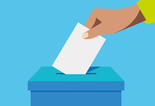 Hand Casting a Ballot into a Voting Box. Election and Democracy Concept.