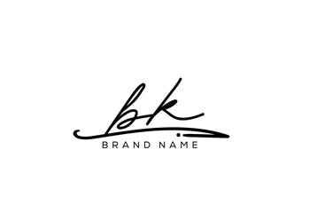 BK Luxury Elegant Signature Style Cursive Script Logo Design for Branding and Identity.