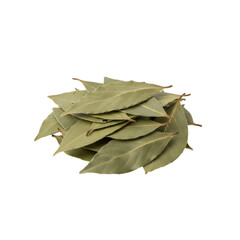 Fototapeta premium Dried Bay Leaves Pile Isolated on Black Background