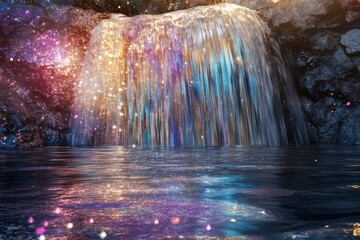 Aquarius Waterfall Made of Stars Metallic Reflective Design