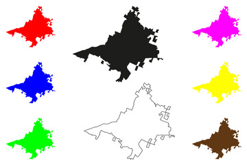 Colima city (United Mexican States, Mexico, Colima State) map vector illustration, scribble sketch Colima map
