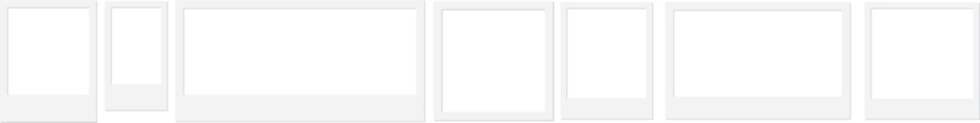 Blank photo frame set, minimalist photo template for creative projects