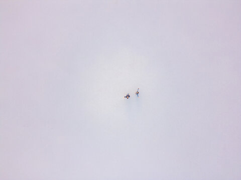 Drone view of friends at Tuz salt lake