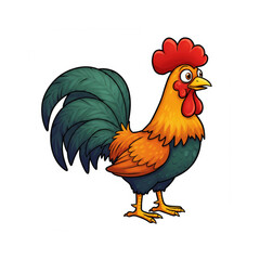 Cartoon rooster on a white background