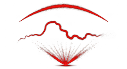 Red glitter lines isolated on transparent background for decorative design element