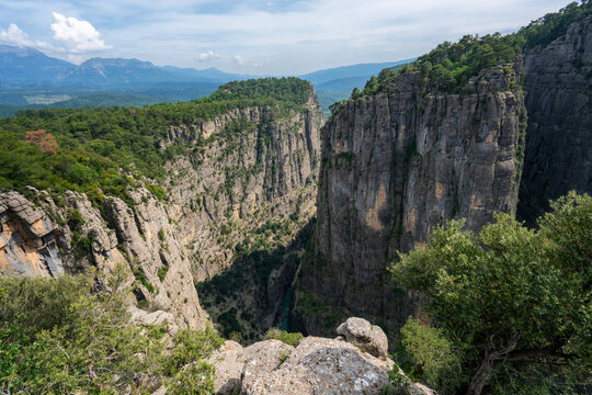 Scenic view of Taz Canyon's steep cliffs in Turkey