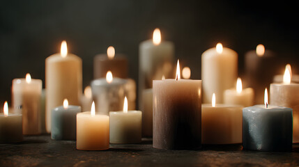 Photorealistic background for All Saints Day or All Souls Day featuring candles and soft tones providing ample space for text