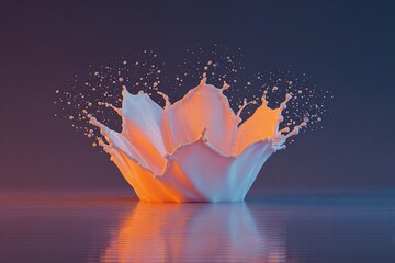 Elegant splash resembling blooming flower radiates vibrant color