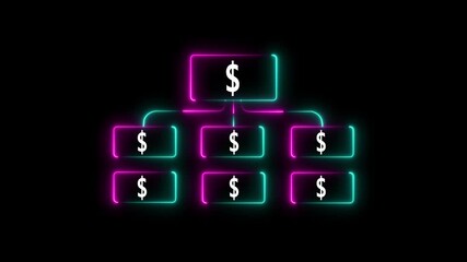 Financial Hierarchy Structure with Dollar Signs and Neon Glow finance money