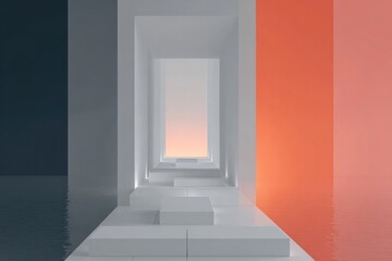 Abstract corridor with layered walls showcasing vibrant colors a