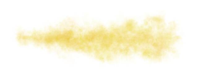Dense yellow smoke cloud spreading horizontally with transparent background, isolated toxic vapor or gas dispersion