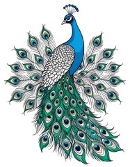 Detailed peacock illustration