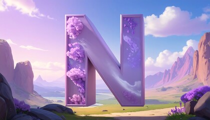3D letter N, landscape