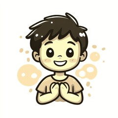 Cheerful boy expressing happiness in a illustration with playful background elements