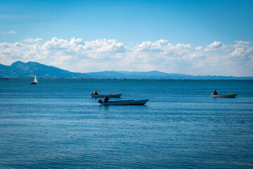 boats for fishing at the lake constance