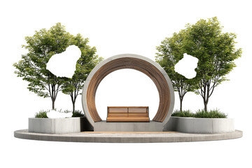 Modern Garden Seating with Circular Arch isolated on a transparent background
