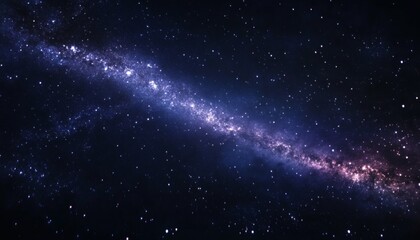 The illustration shows a detailed view of a galaxy, featuring a vibrant band of stars and nebulae against a dark background.