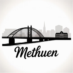‎Methuen Massachusetts Skyline Silhouette — Historic New England City Vector Illustration
