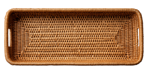 Rectangular Woven Rattan Tray isolated on a transparent background 1