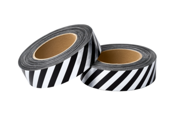 Two Rolls Diagonal Striped Tape isolated on a transparent background