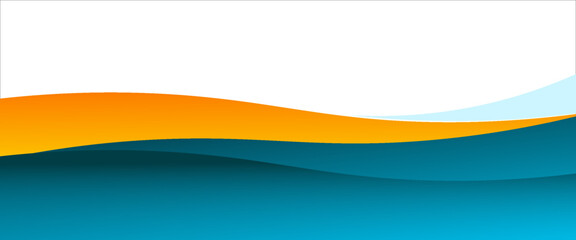 Blue wave and orange line background on white space for text and message modern artwork design