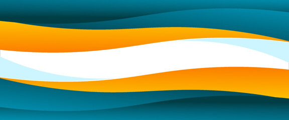 Blue wave and orange line background on white space for text and message modern artwork design