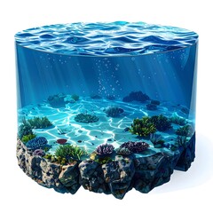 Cylindrical underwater scene