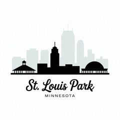 Naklejka premium ‎St. Louis Park Minnesota Skyline Silhouette — A Minneapolis Suburban City Vector Illustration