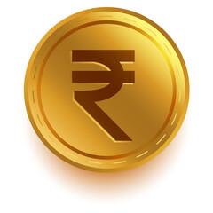 Obraz premium Shiny Rupee Symbol Coin Design