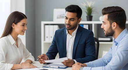 Fototapeta premium Trustworthy Financial Advisor Consulting with Clients in Office