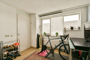 Modern Home Office with Exercise Bike