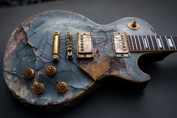 Vintage Ruined Electric Guitar: A Retrospective Look at Damaged Musical Artistry