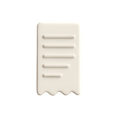 A close up of a white object with horizontal lines and a jagged edge on a transparent background view