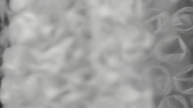 Ethereal Monochrome Close-Up of Bubble Wrap with Shifting Soft Focus and Light.