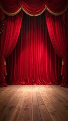 Red stage curtains