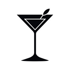 Martini Glass Black Silhouette Vector Icon