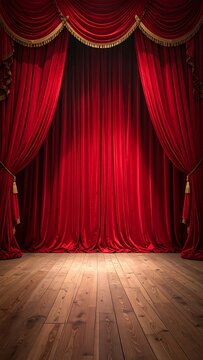 Red stage curtains