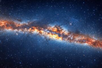 Bright stars and swirling cosmic dust create a mesmerizing view of a spiral galaxy in the deep universe, showcasing its beauty