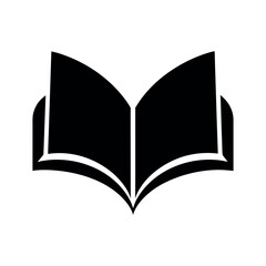 Open Book Black Silhouette Vector Illustration