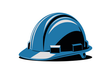 Blue construction hard hat vector illustration for safety equipment and worker protection