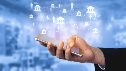 Online banking and digital banking innovation combining finance and technology, optimizing online banking systems, mobile banking services, and fintech for seamless experience. Spline