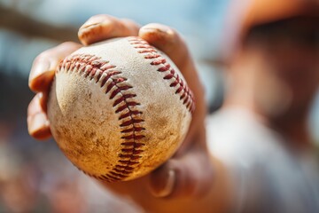Dynamic Closeup of a Baseball Player's Hand Gripping the Ball During Intense Game Action