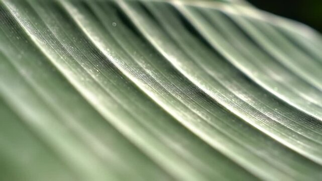 A Serene Macro Shot Revealing the Intricate Parallel Lines and Texture of a Green Leaf.