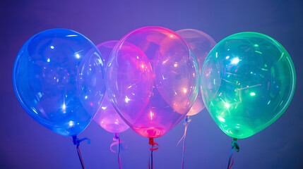 Festive Balloon Display with Soft Glow and Dark Contrast