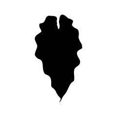 Isolated black silhouette of alocasia polly leaf on white background.