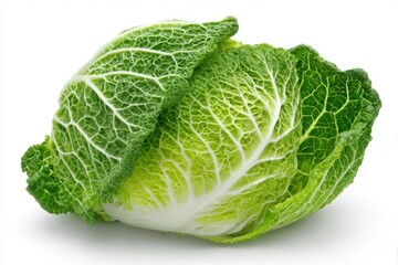 Obraz premium Fresh Green Leafy Head Lettuce Isolated on White Background for Healthy Eating and Dieting