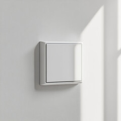 Modern white light switch on wall with natural shadow  
